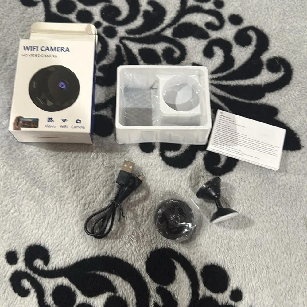 WiFi HD Video Camera Night Vision, charger/wall mount/instructions included New!